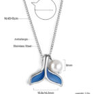 Blue Whale Tail Pearl Pendant Necklace info