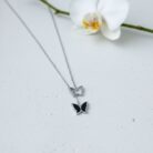 Double Butterfly Drop Necklace (304 Stainless Steel)