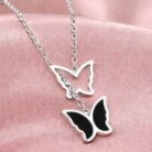 Double Butterfly Drop Necklace (304 Stainless Steel)