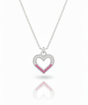 Dual-Tone Crystal Heart Pendant Necklace