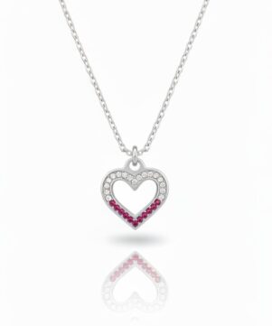 Dual-Tone Crystal Heart Pendant Necklace