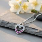 Dual-Tone Crystal Heart Pendant Necklace
