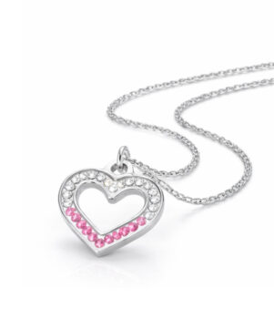 Dual-Tone Crystal Heart Pendant Necklace side Dual-Tone Crystal Heart Pendant Necklace