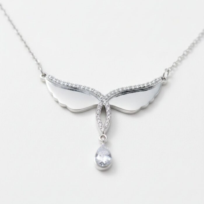 Elegant Wing Drop Pendant Necklace Gallery Image