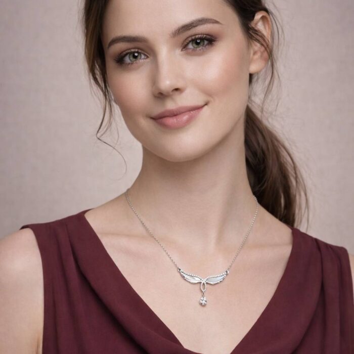 Elegant Wing Drop Pendant Necklace Gallery Image