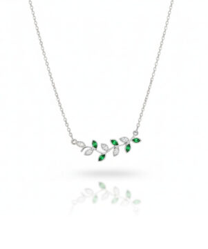 Emerald Green Leaf Branch Pendant Necklace