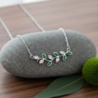 Emerald Green Leaf Branch Pendant Necklace
