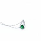 Emerald Green Pear Drop Zircon Halo Pendant Necklace