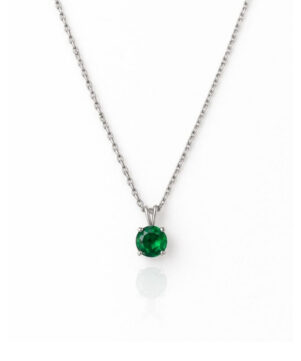 Emerald Green Solitaire Zircon Pendant Necklace (304 Stainless Steel)