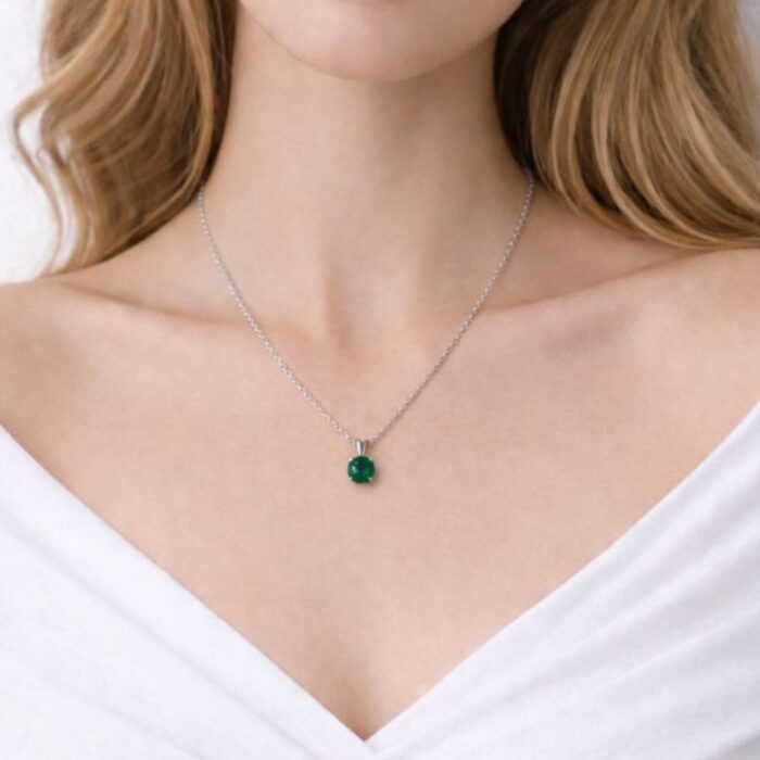 Emerald Green Solitaire Zircon Pendant Necklace (304 Stainless Steel) Emerald Green Solitaire Zircon Pendant Necklace (304 Stainless Steel)