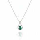 Emerald Pear Drop Diamond Halo Pendant
