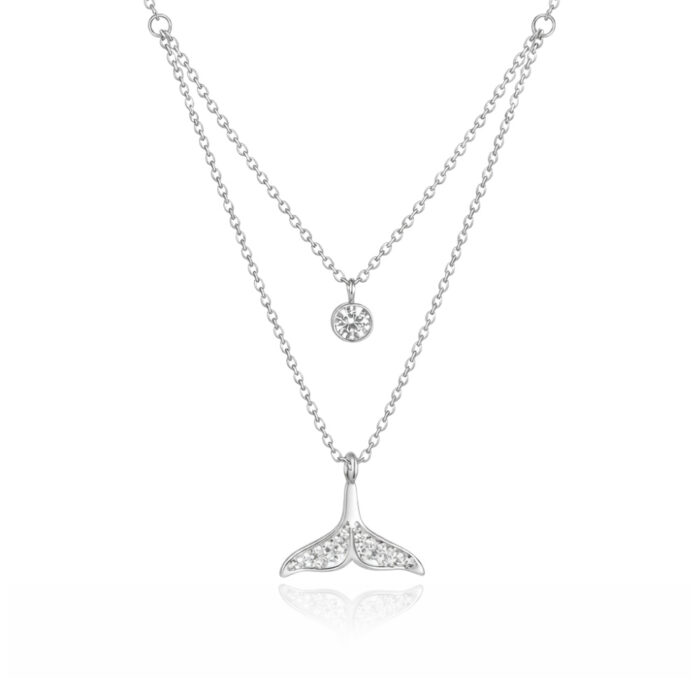 Layered Whale Tail Crystal Necklace