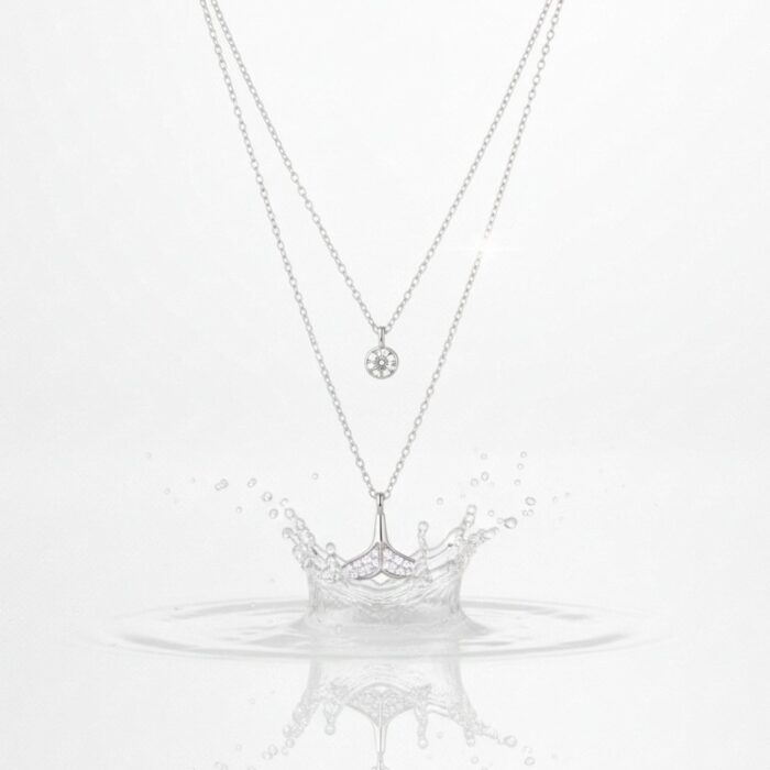 Layered Whale Tail Crystal Necklace