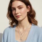 Layered Whale Tail Crystal Necklace model