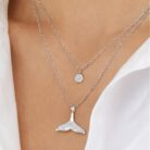 Layered Whale Tail Crystal Necklace
