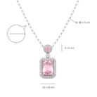 Pink Zircon Halo Solitaire Pendant Necklace details
