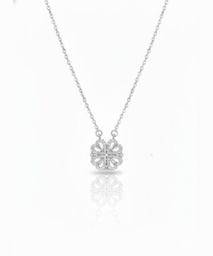 Duo Bloom 2-in-1 Rhinestone Halo Pendant Necklace