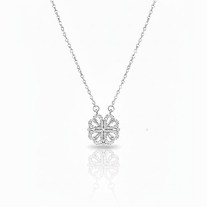 Duo Bloom 2-in-1 Rhinestone Halo Pendant Necklace