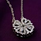 Duo Bloom 2-in-1 Rhinestone Pendant Necklace closeup