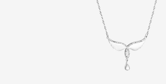 Crystal Wing Drop Pendant Necklace