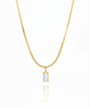 Minimal Baguette Bar Snake Chain Necklace