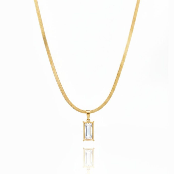 Minimal Baguette Bar Snake Chain Necklace