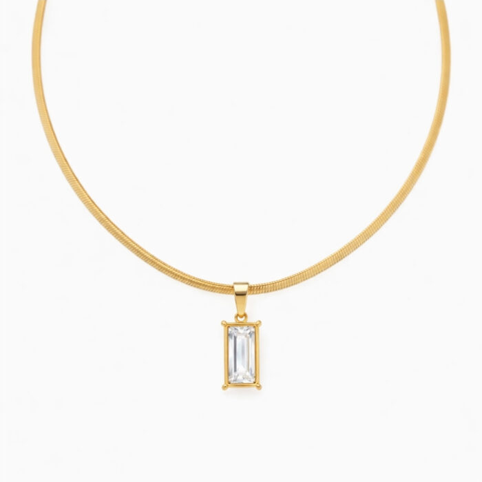 Minimal Baguette Bar Snake Chain Transparent necklace chain view