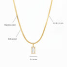 Minimal Baguette Bar Snake Chain Transparent necklace detail