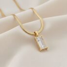 Minimal Baguette Bar Snake Chain Transparent necklace fabric
