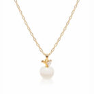 Apple-Shaped Pearl Bead Pendant Necklace Stainless Steel