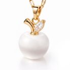 Apple-Shaped Pearl Bead Pendant Necklace closeup