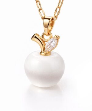 Apple-Shaped Pearl Bead Pendant Necklace closeup