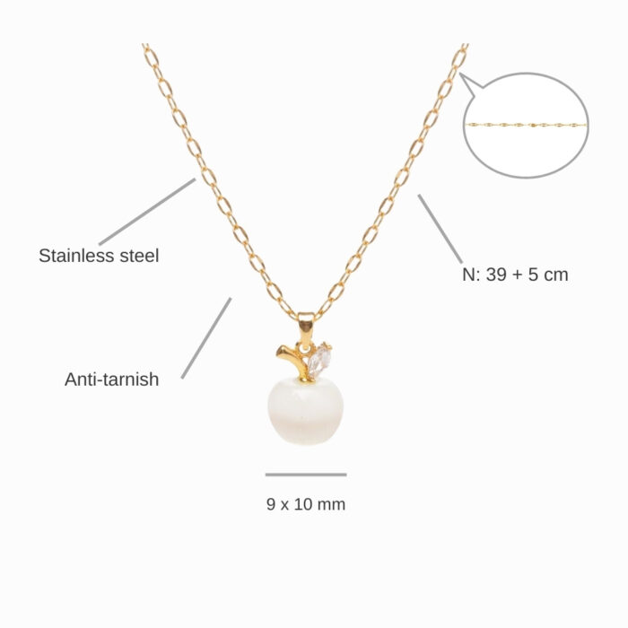 Apple-Shaped Pearl Bead Pendant Necklace detail