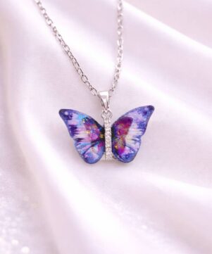 Aurora Butterfly Enamel Pendant Necklace (1)