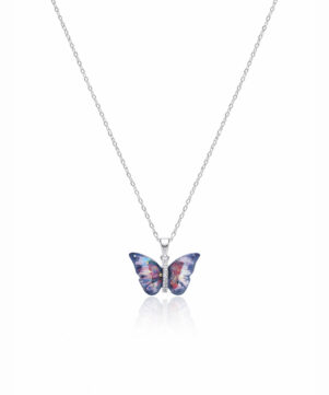 Aurora Butterfly Enamel Pendant Necklace