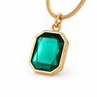 Emerald-Tone Octagon Pendant Necklace closeup