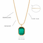 Emerald-Tone Octagon Pendant Necklace detail